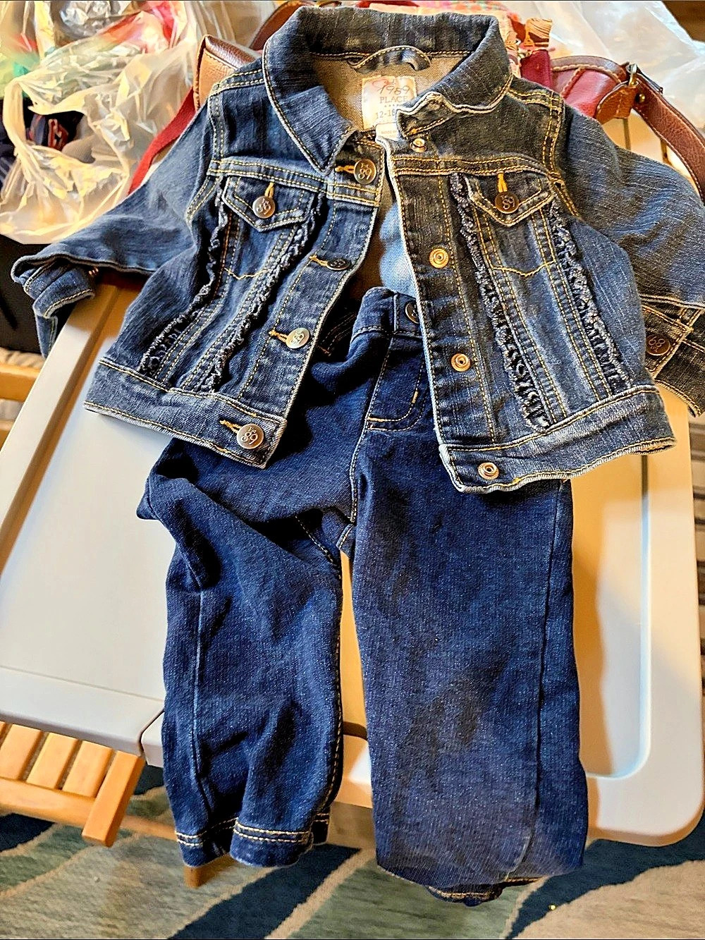 Place Denim Vest & Pants Set in Blue Baby 12-18 mos